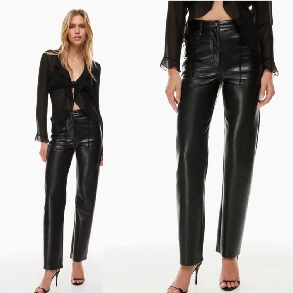 Aritzia Wilfred Melina Faux Leather Pants High Rise Straight Black Womens Sz 12